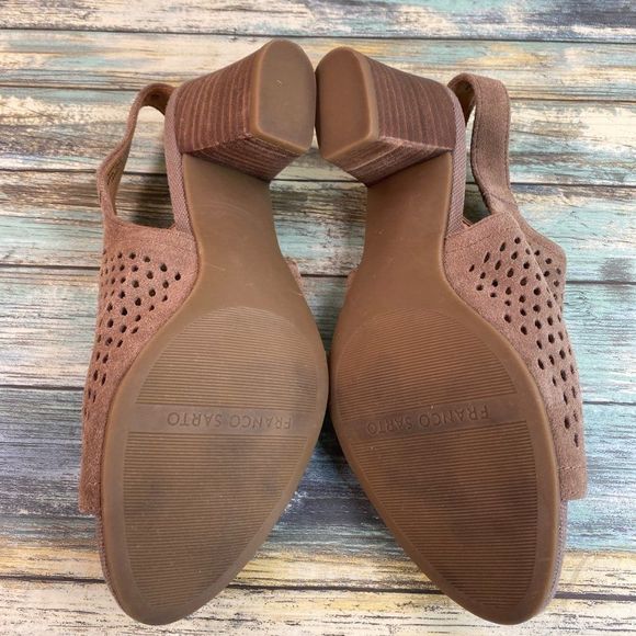 Franco Sarto Mandi2 Brown Suede Slingback Sandal Open Toe Block Heel Womens 8M - Picture 7 of 11